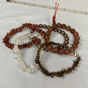 Set of 5 neutral stone and bead bracelets